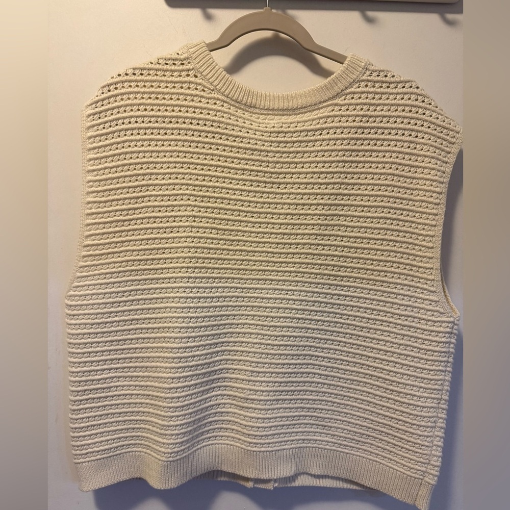 NWT Magaschoni Cream Sleeveless Knit Cardigan Vest, Size XL - Picture 3 of 8